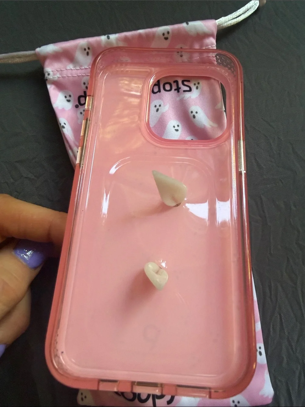 Loopy Case Pink Ghost Print Phone Case with Loopy Strap iPhone 15Pro